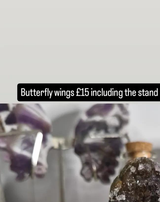 Dream Amethyst butterfly wings with stand