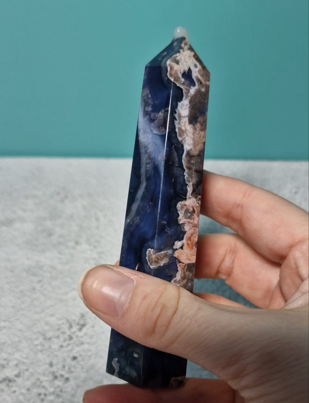 Larger dark blue flower agate tower