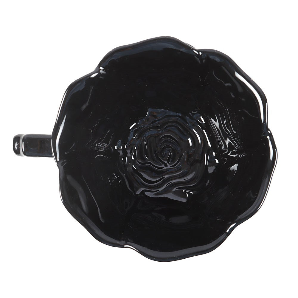 Black Rose Tea Cup and Saucer