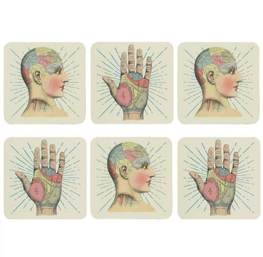 Phrenology & Palmistry coasters.