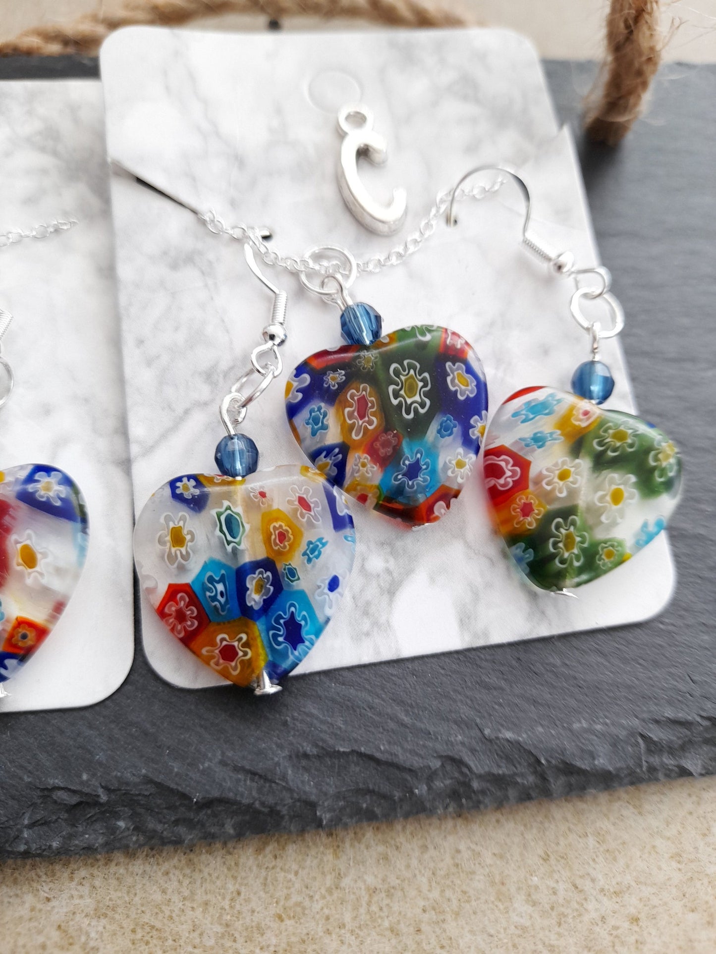 Glass Necklace and Earrings set