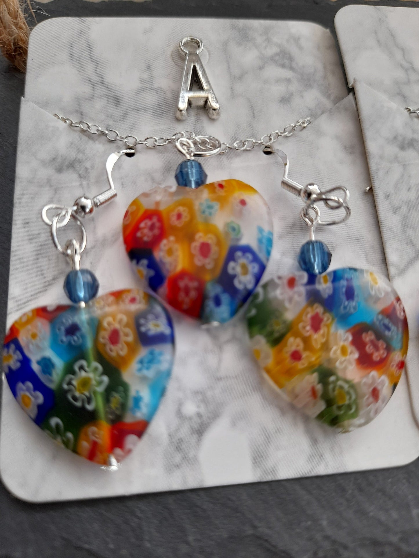 Glass Necklace and Earrings set