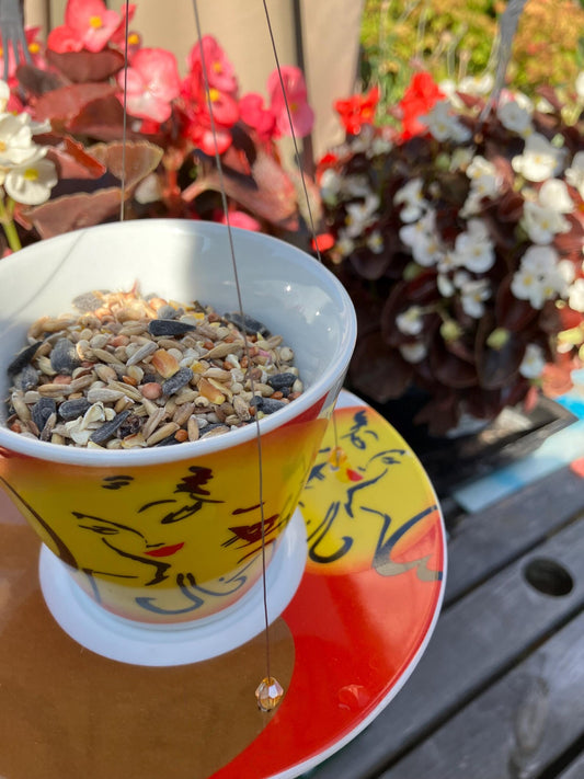 Teacup bird feeders