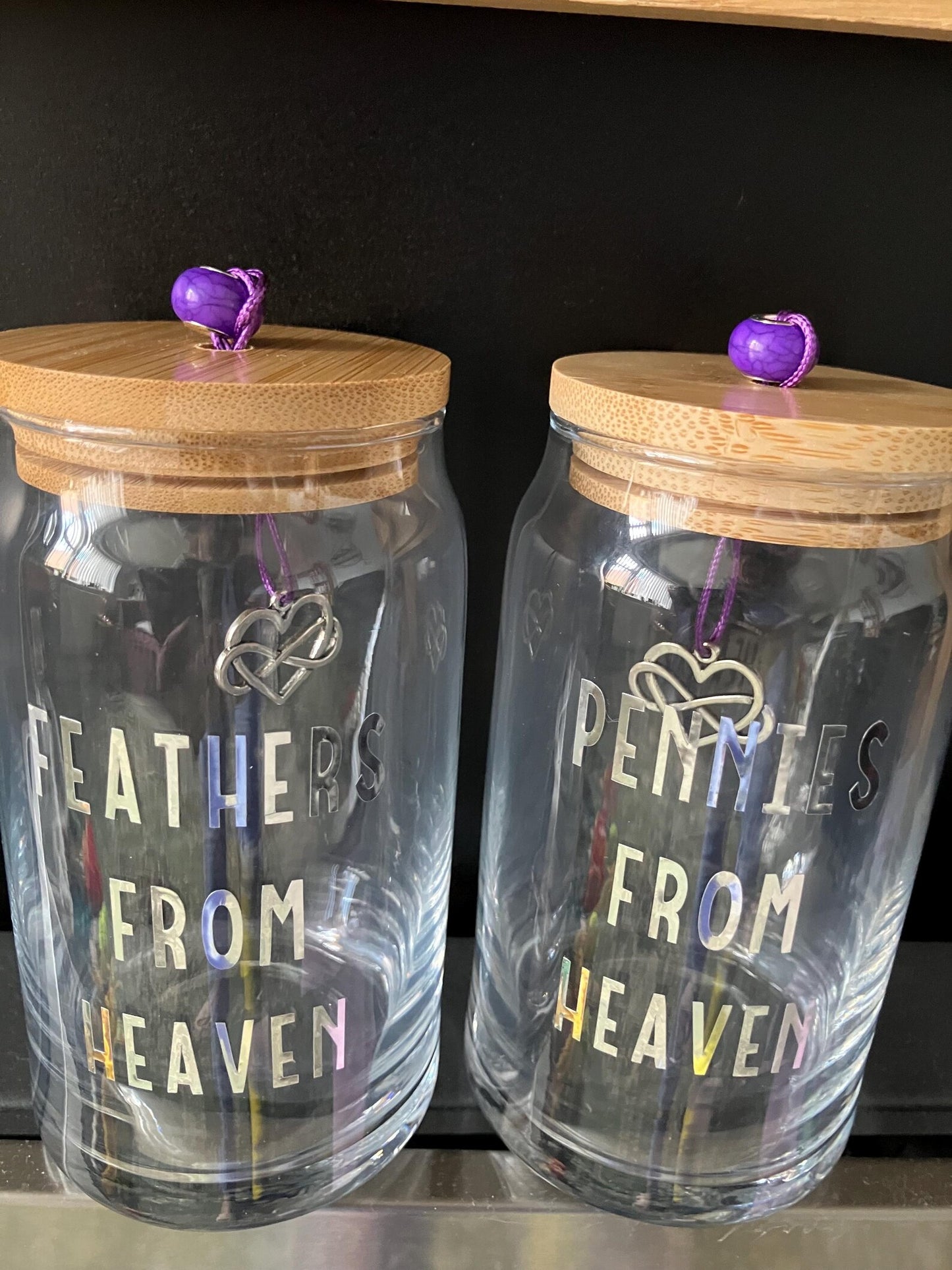 Feathers / Pennies from Heaven keepsake jars