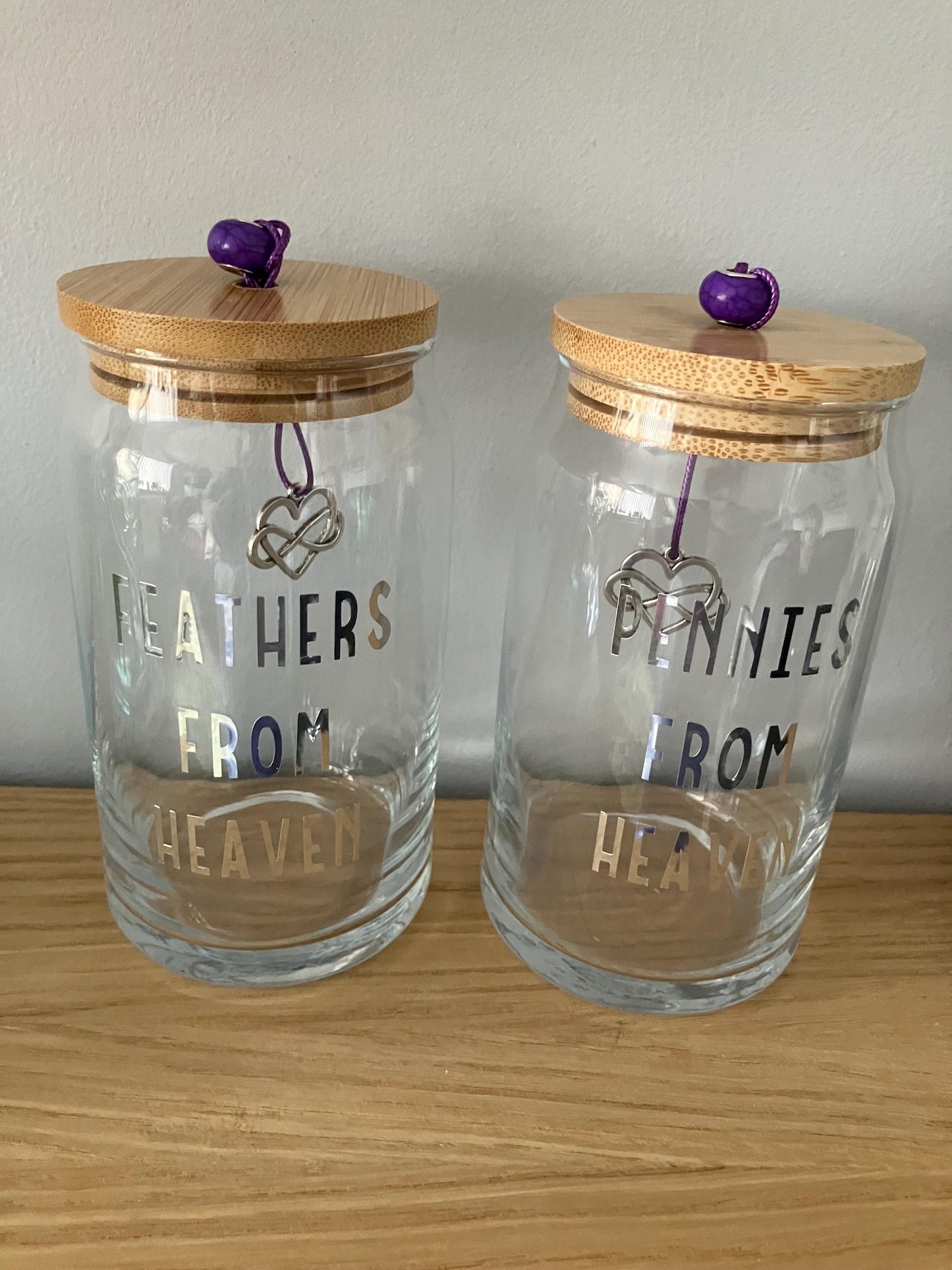 Feathers / Pennies from Heaven keepsake jars