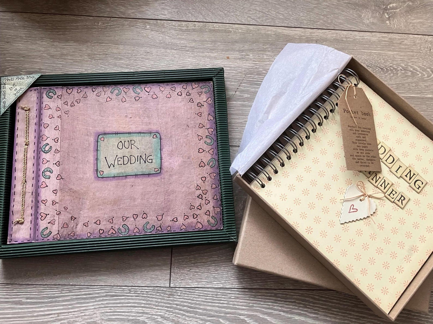 Handmade wedding planning books boxed plus a wedding book see description