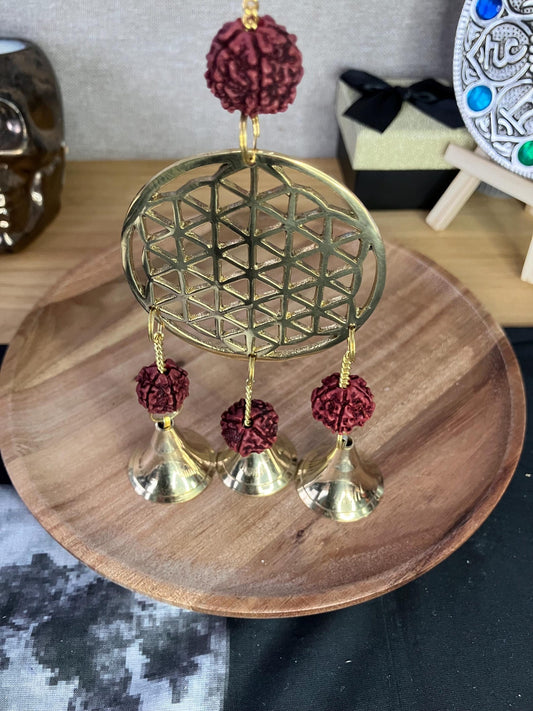 Indian Chimes flower of life design with Rudraksha beads