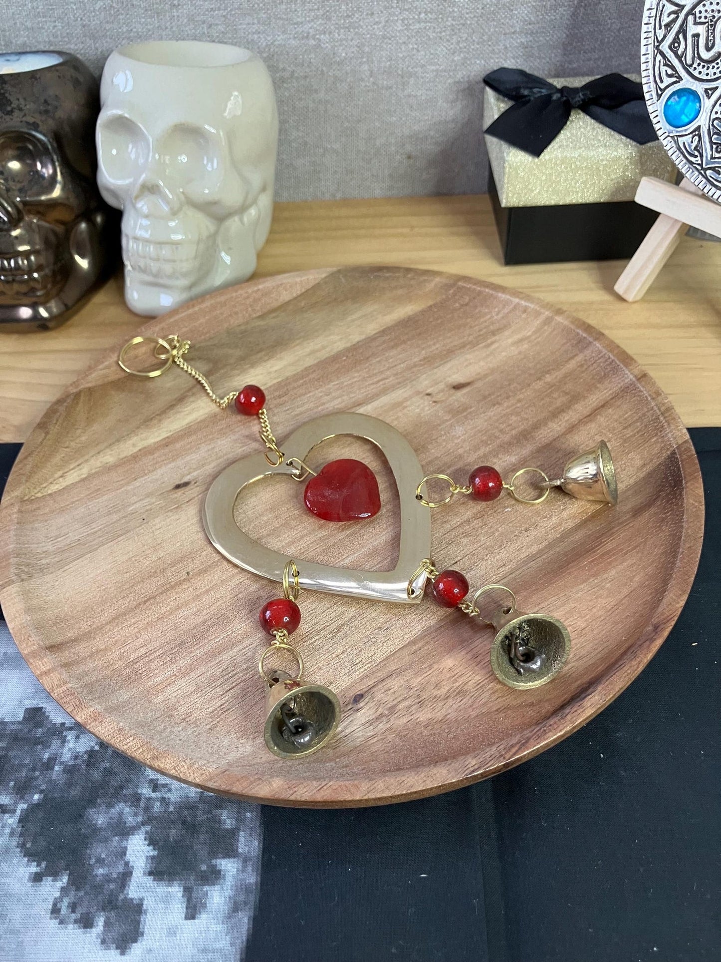 Ruby Hearts chimes with glass beads