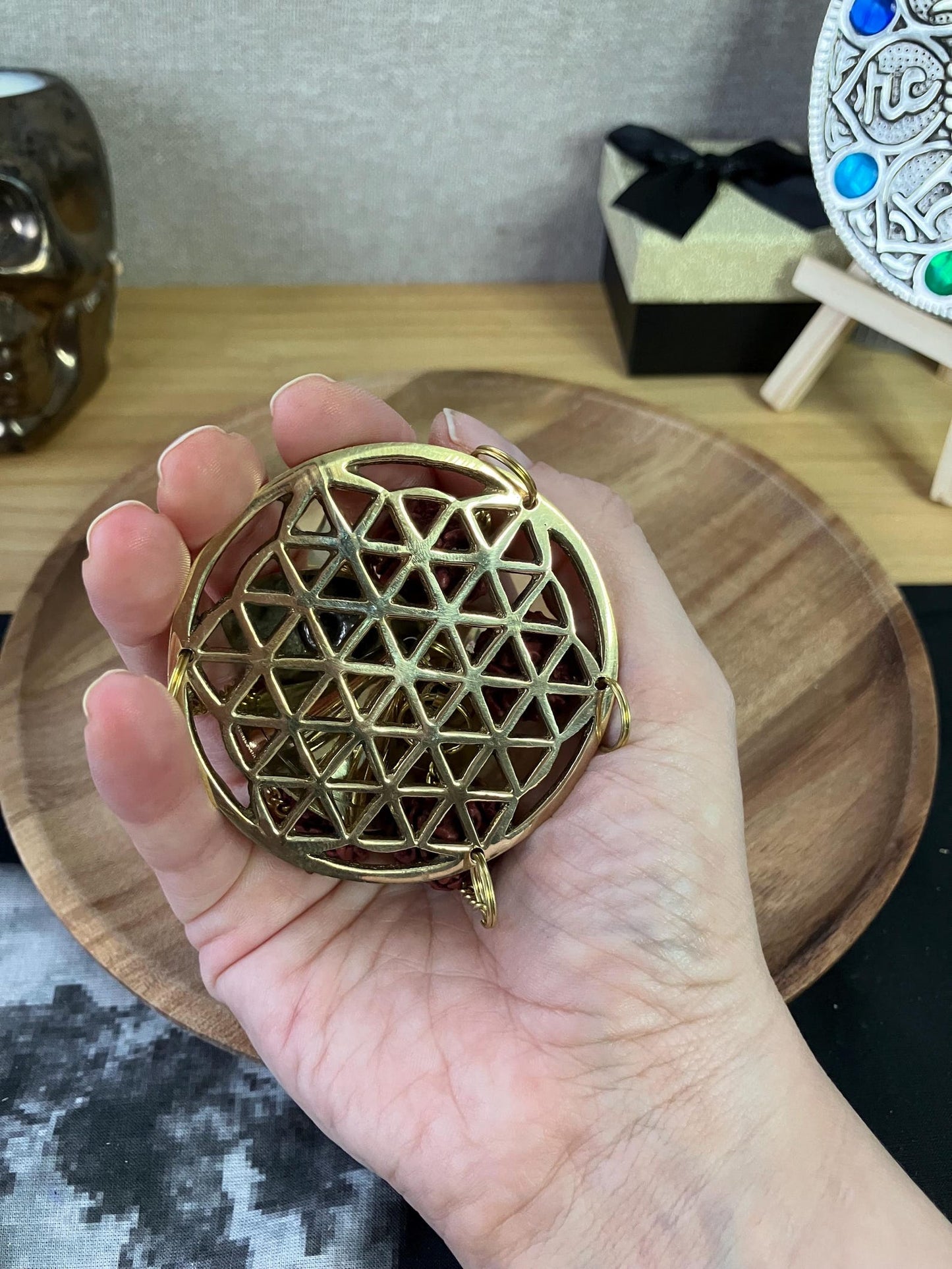 Indian Chimes flower of life design with Rudraksha beads