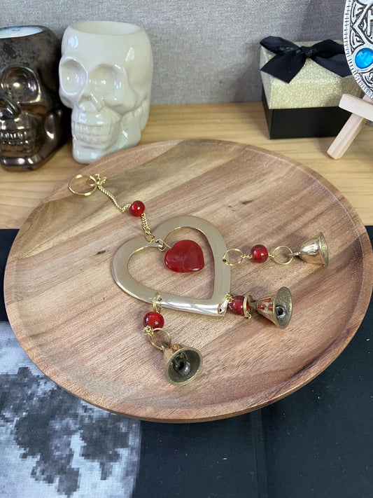 Ruby Hearts chimes with glass beads