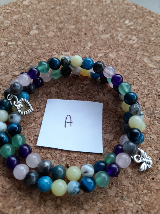 6mm coiled hand made gemstone bracelet