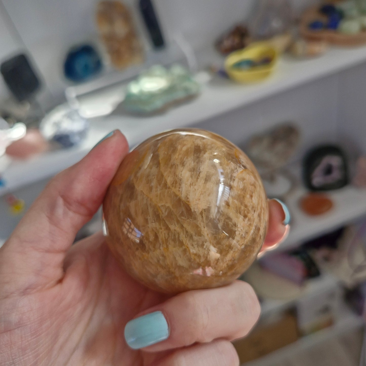 Large peach moonstone sphere