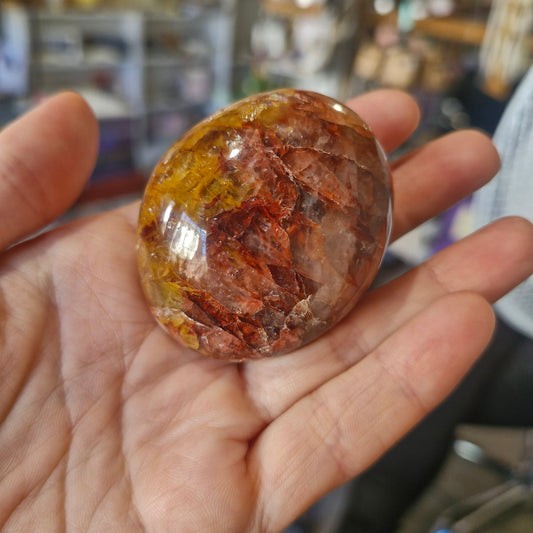 Fire Quartz Golden Healer Palm Stone