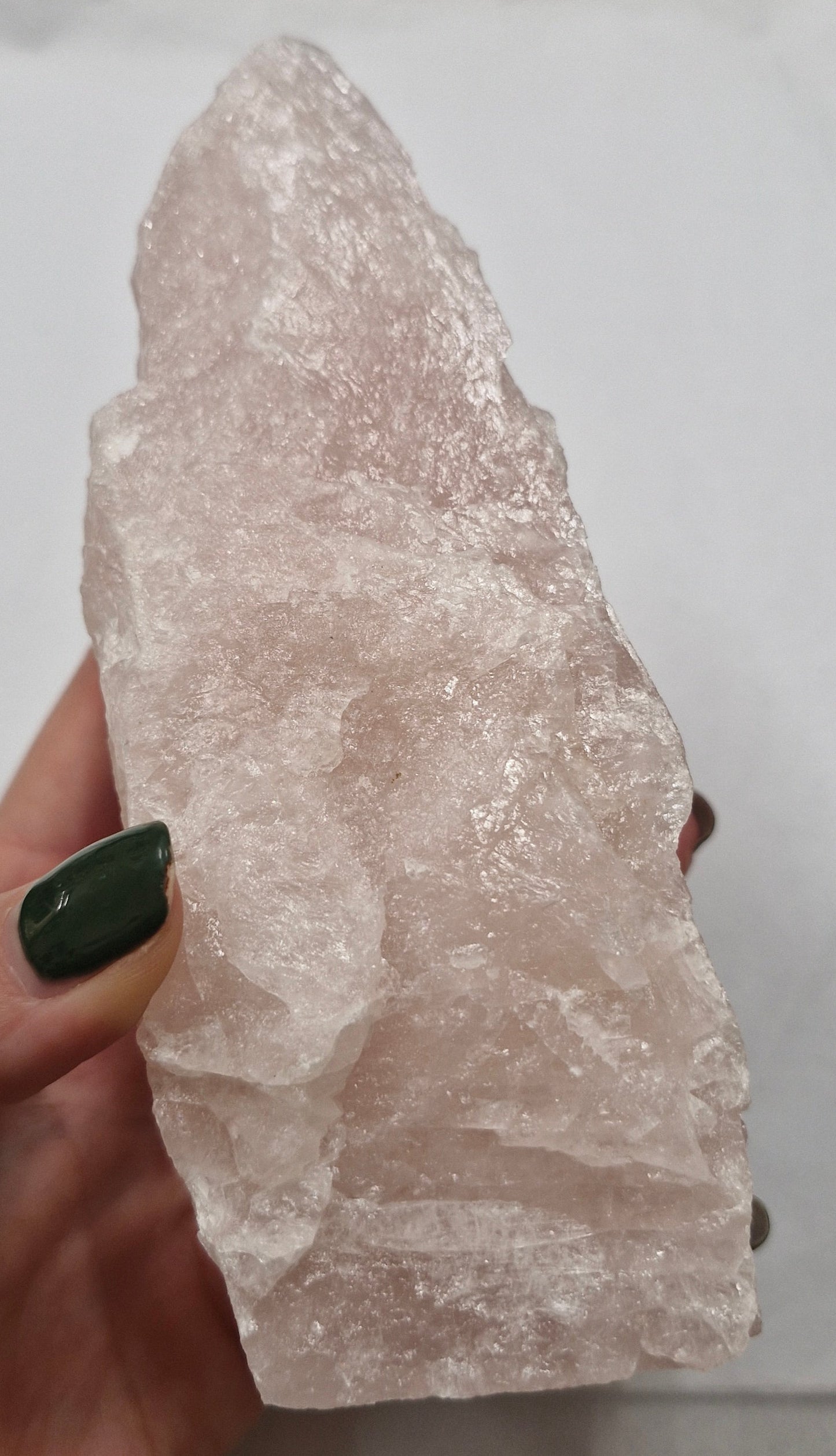 Raw rose quartz tower