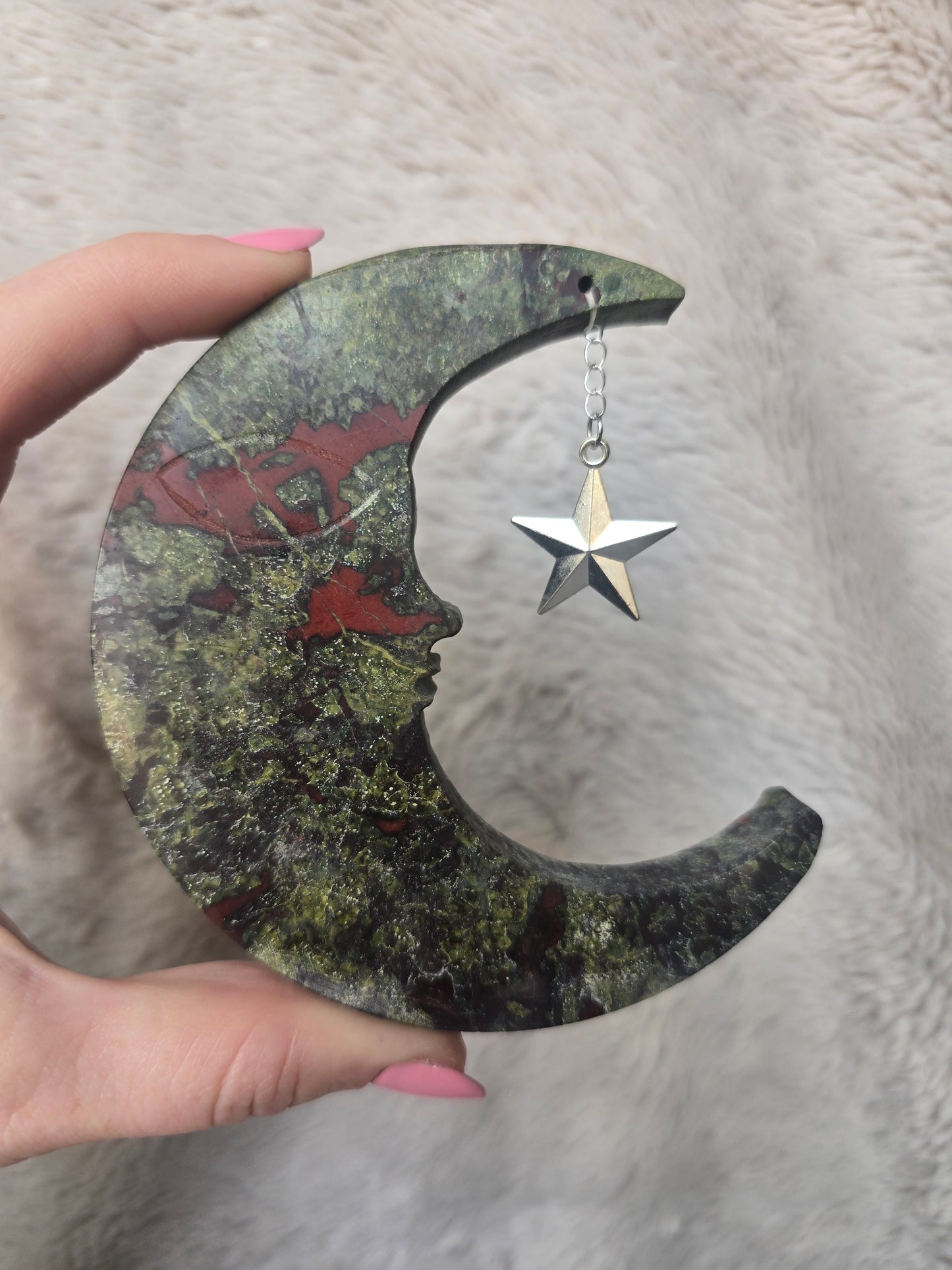 Crescent moon with star pendant