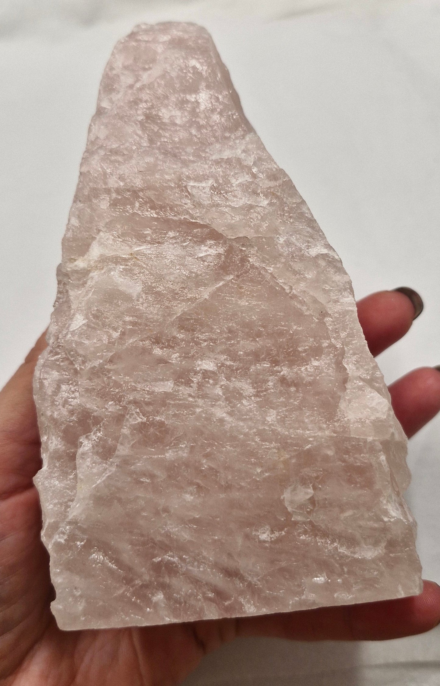 Raw rose quartz tower