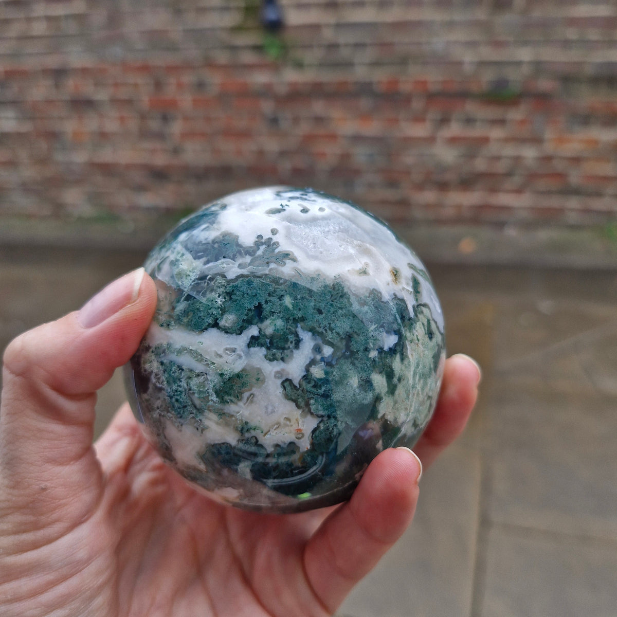 Moss Agate Sphere 595g