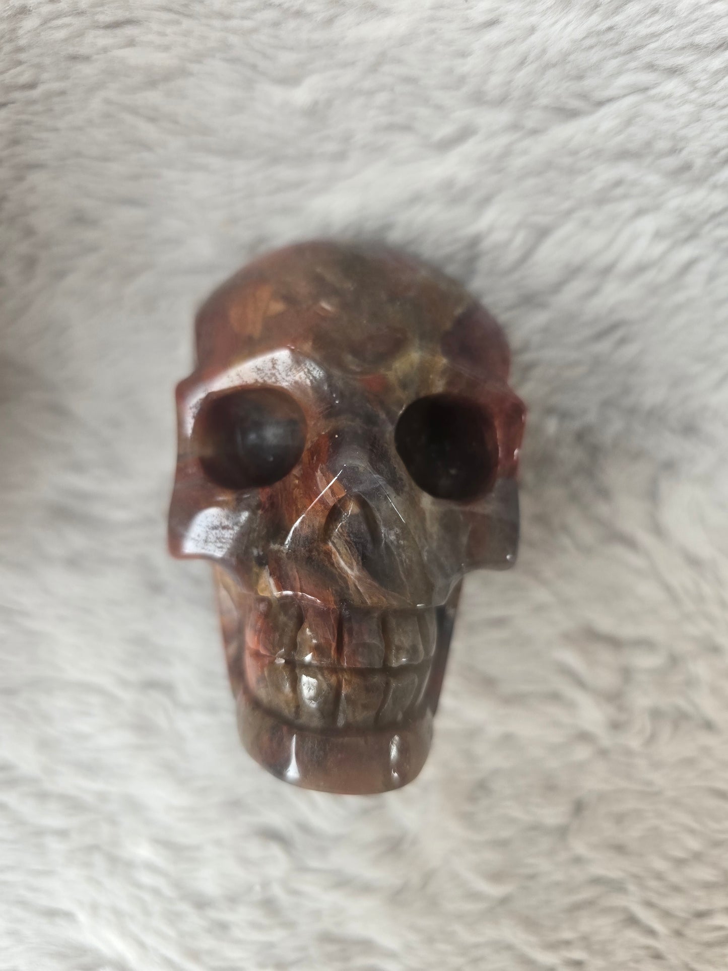 Red Moss Agate skull
