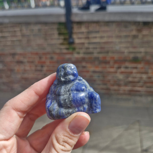 Sodalite Laughing Buddha Budai Carving