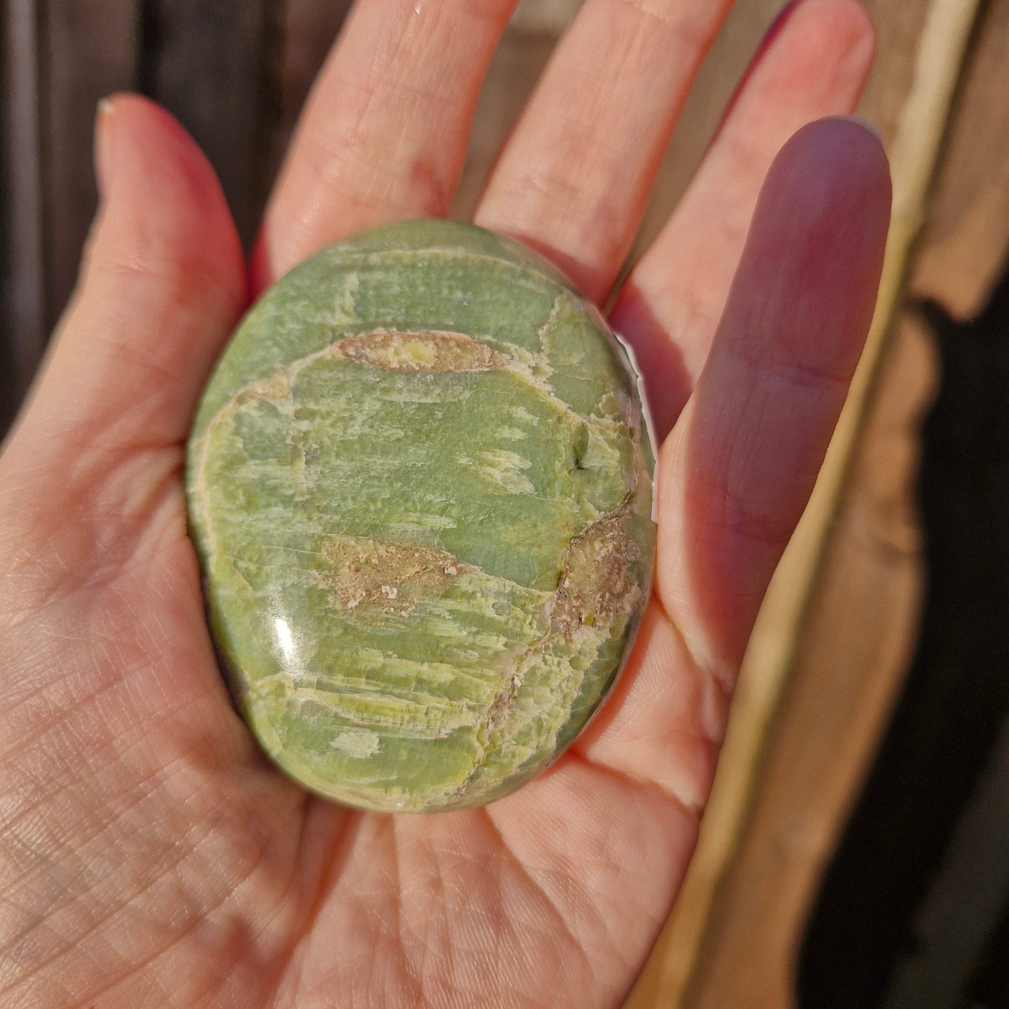 Tremolite palm stone