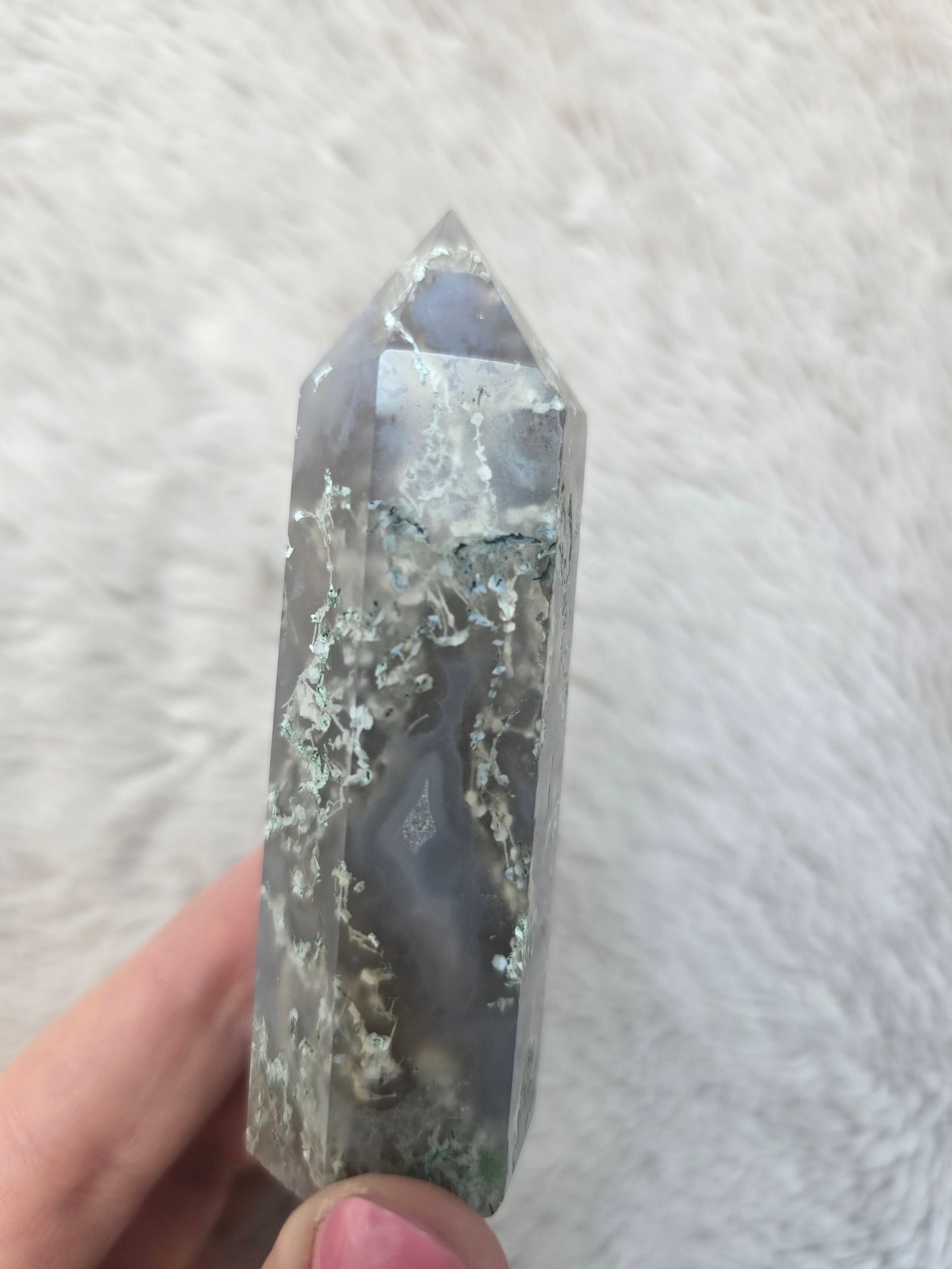 Moss Agate tower - 8cm