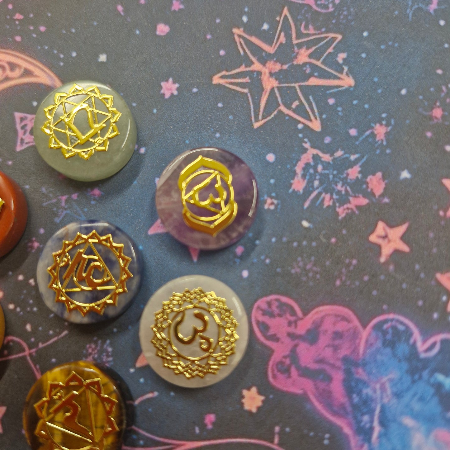 Chakra balancing crystal tokens