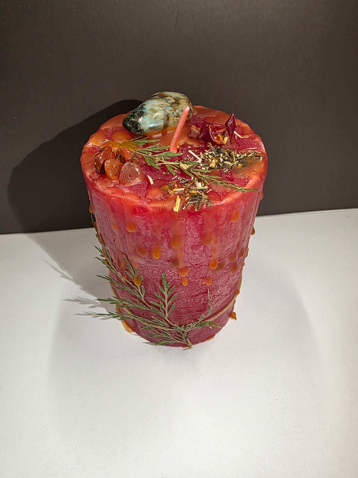 Hand dressed candle for  Courage and passion