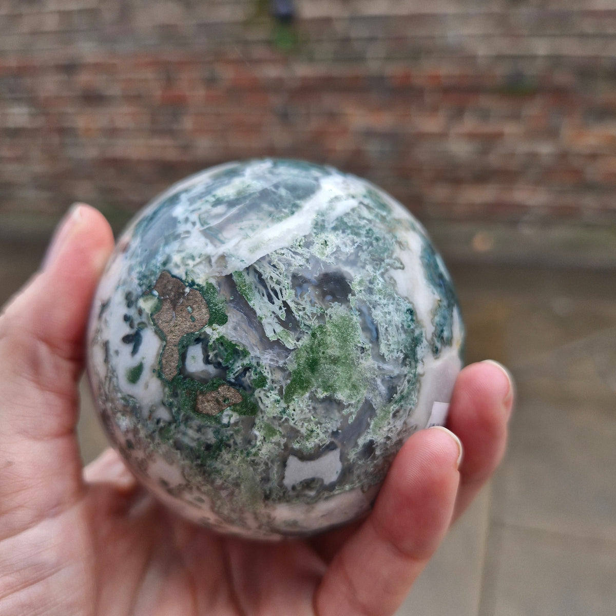 Moss Agate Sphere 595g