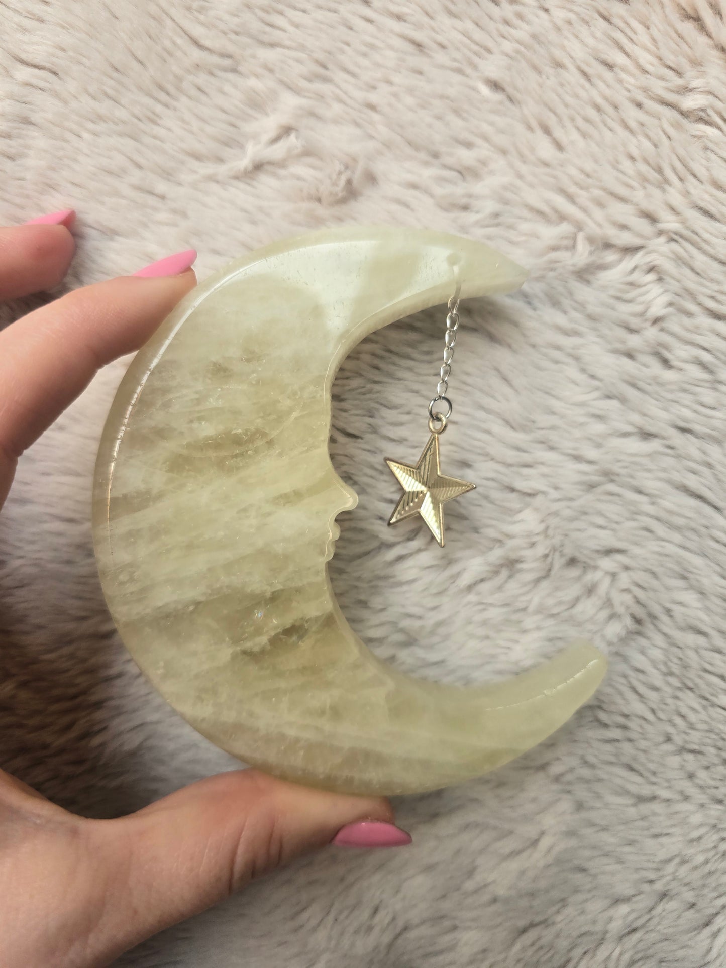 Crescent moon with star pendant