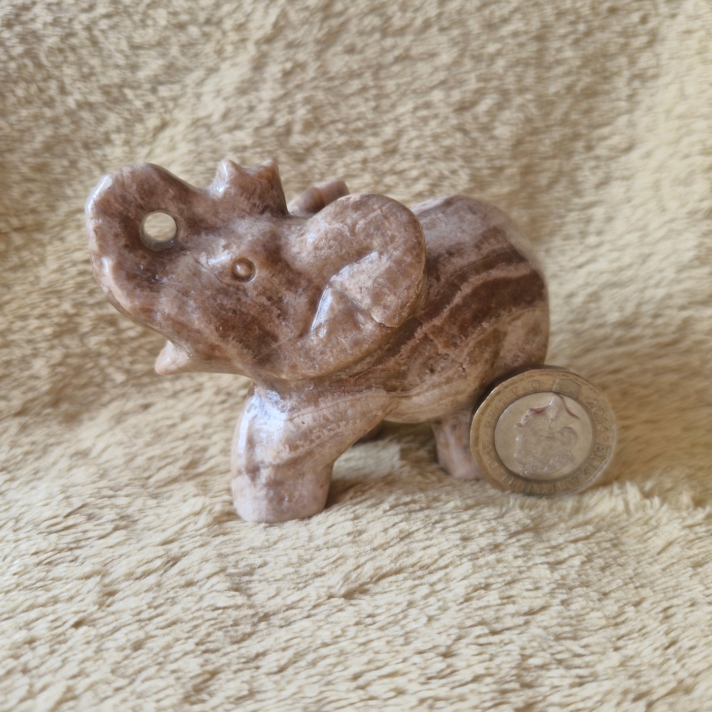 Chocolate Calcite Elephant Carving