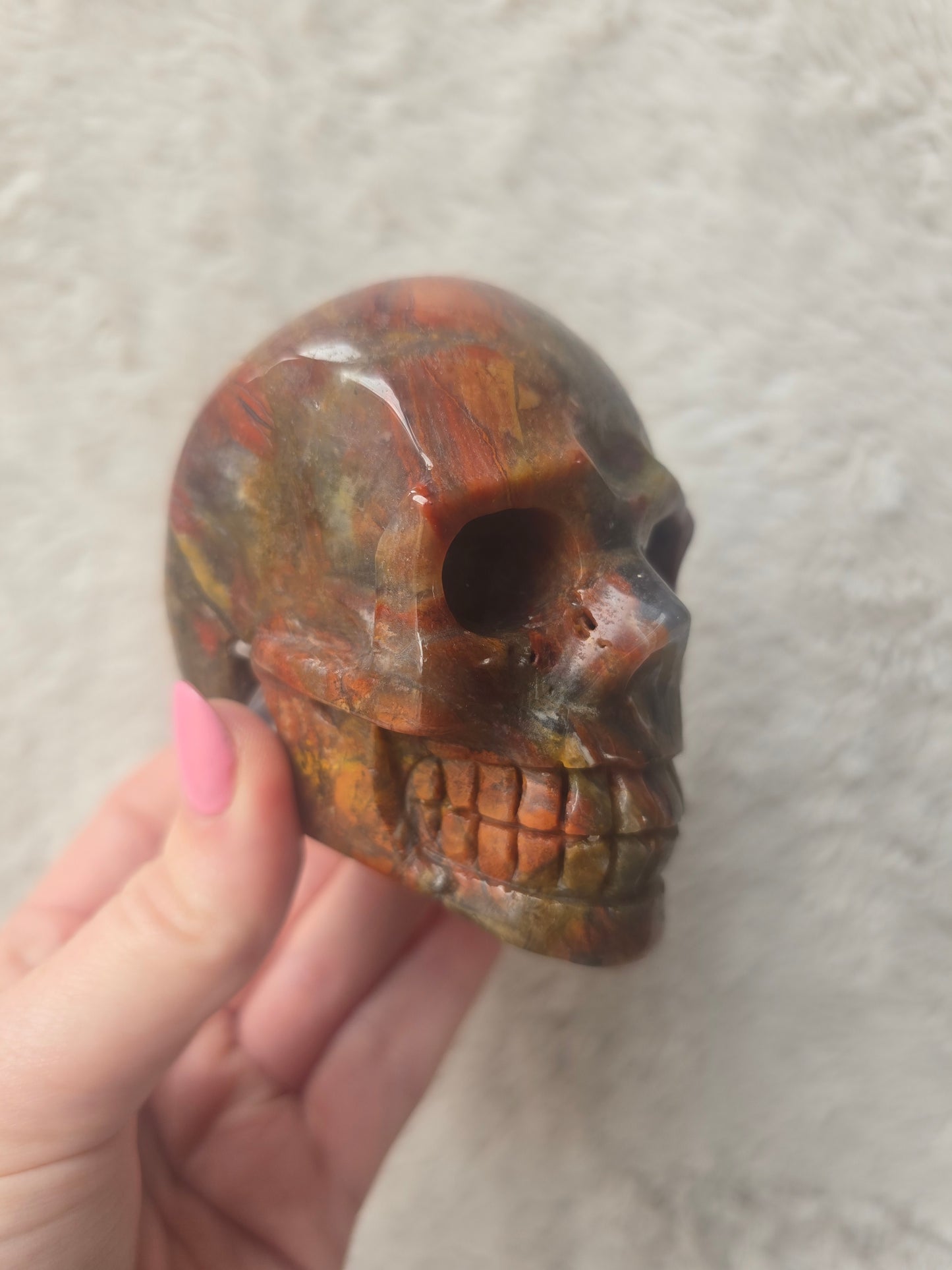 Red Moss Agate skull