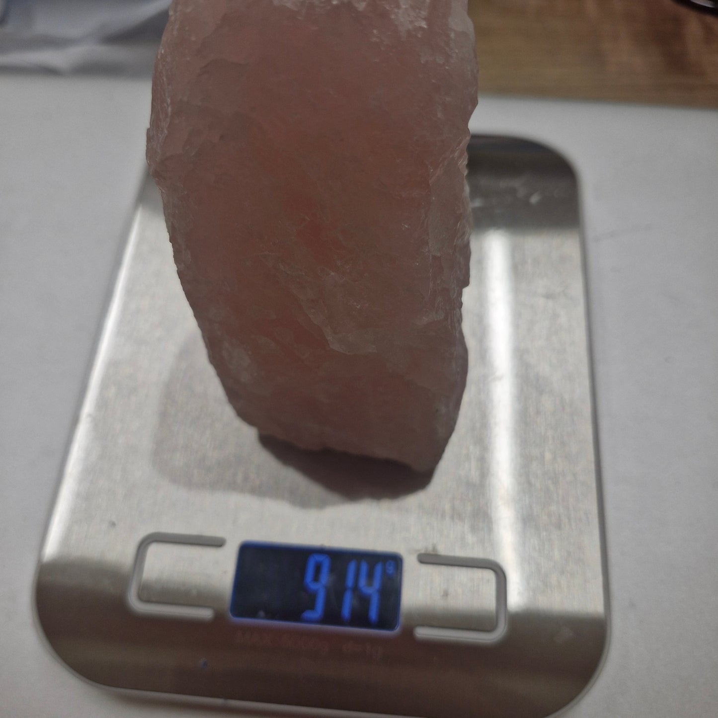 Raw rose quartz tower