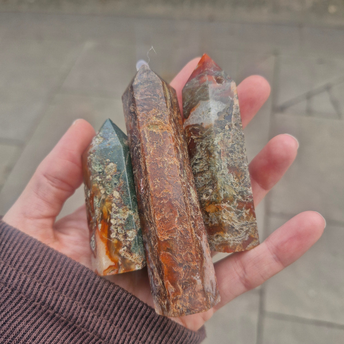Red Moss Agate Tower