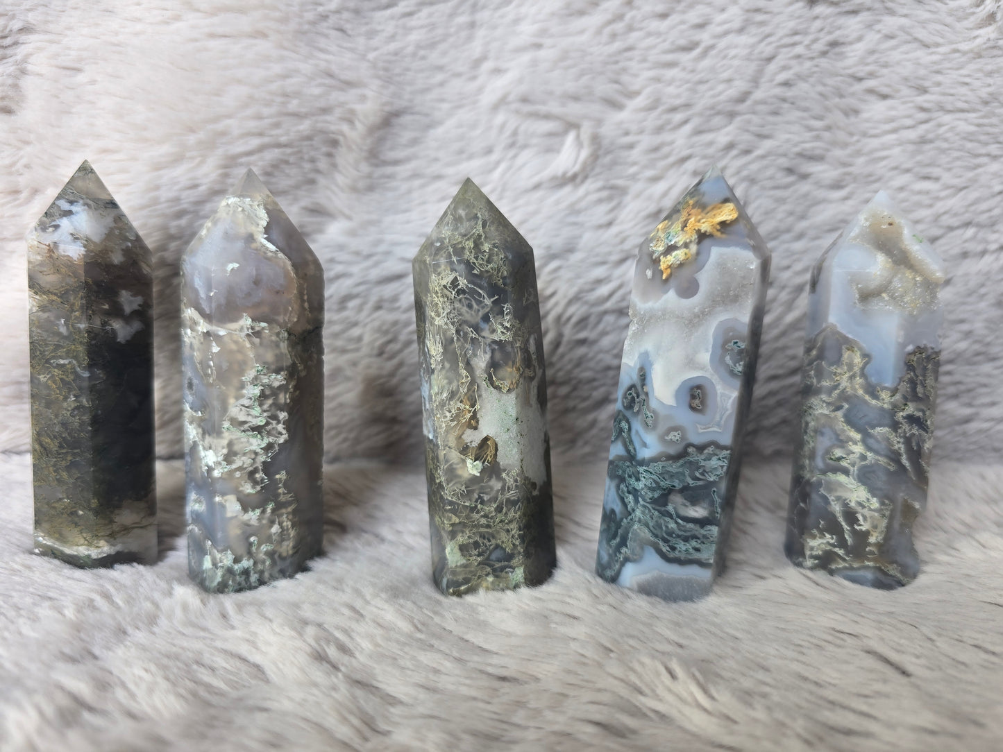 Moss Agate tower - 8cm