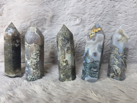 Moss Agate tower - 8cm