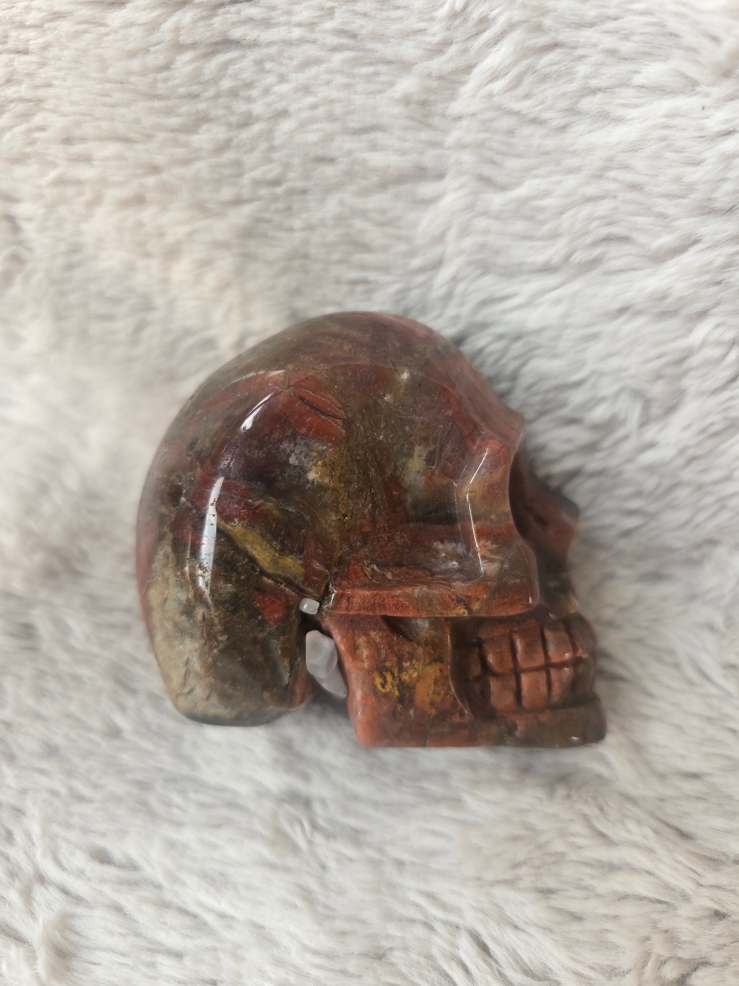 Red Moss Agate skull