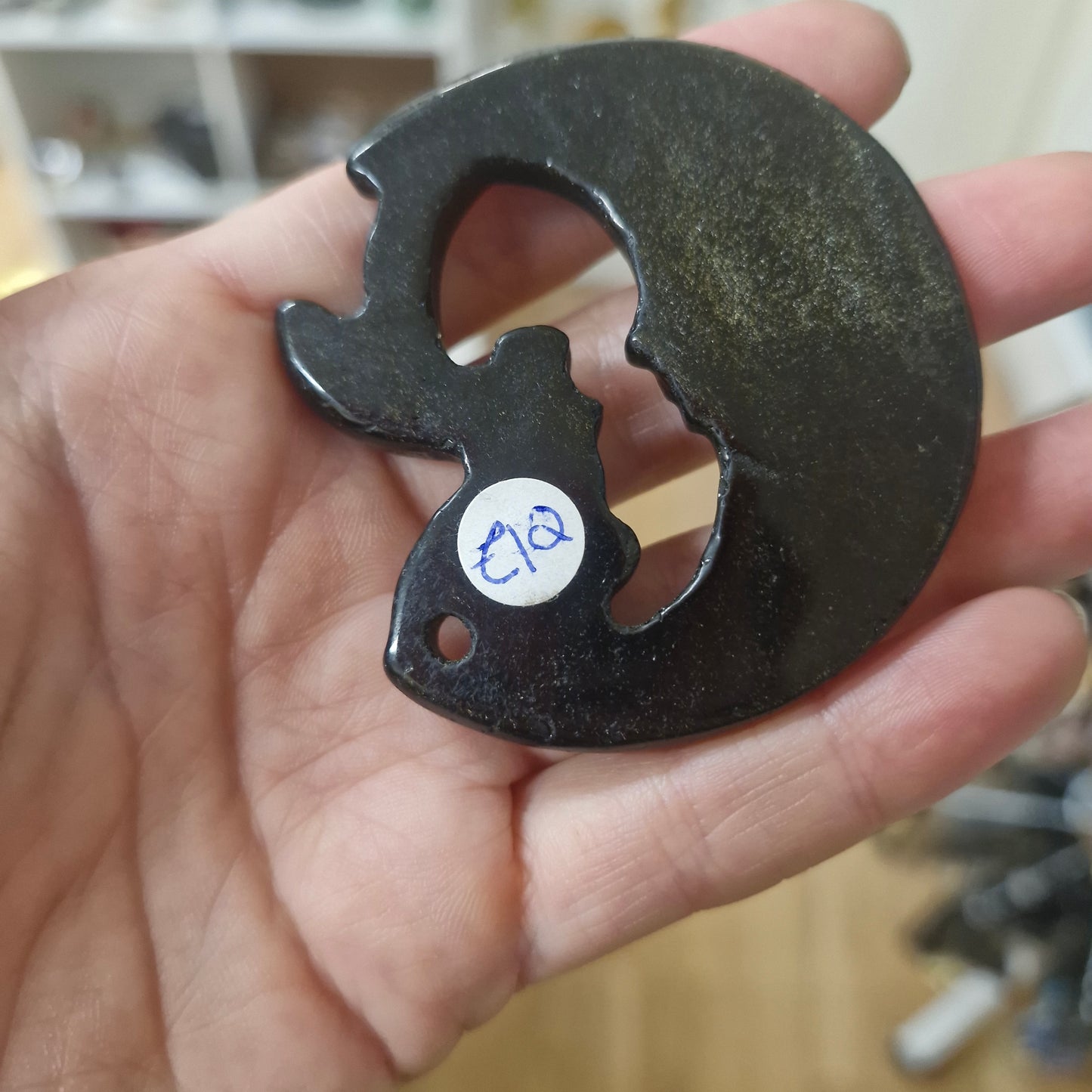 Gold Sheen Obsidian Fairy Moon Carving