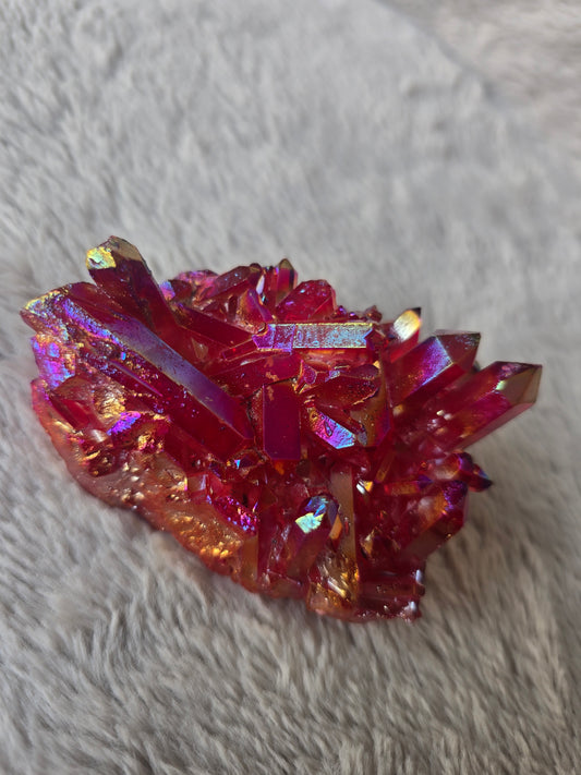 Hot pink Aura Quartz cluster