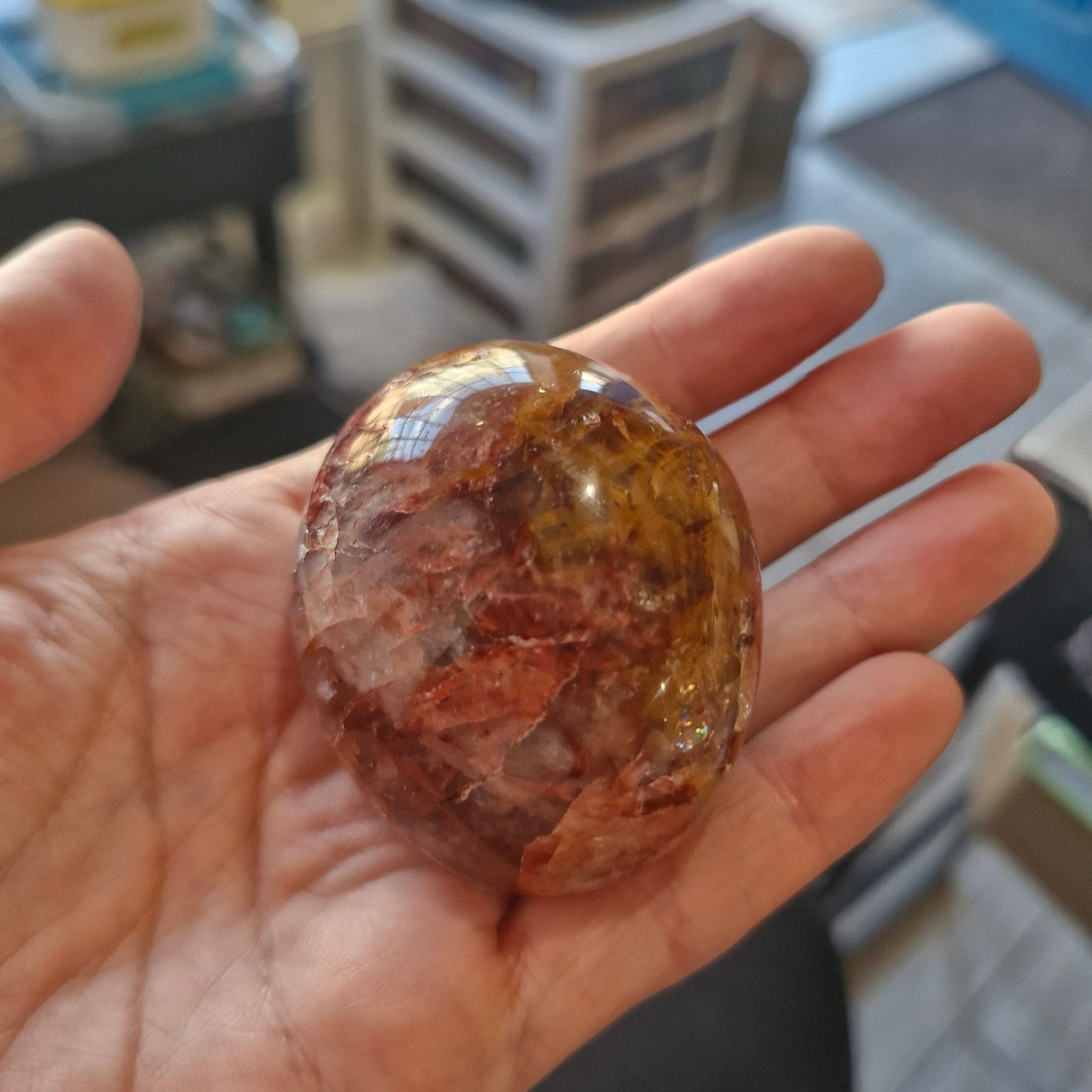 Fire Quartz Golden Healer Palm Stone