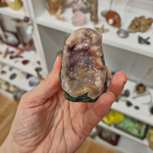 Double geode pink amethyst and jasper freeform