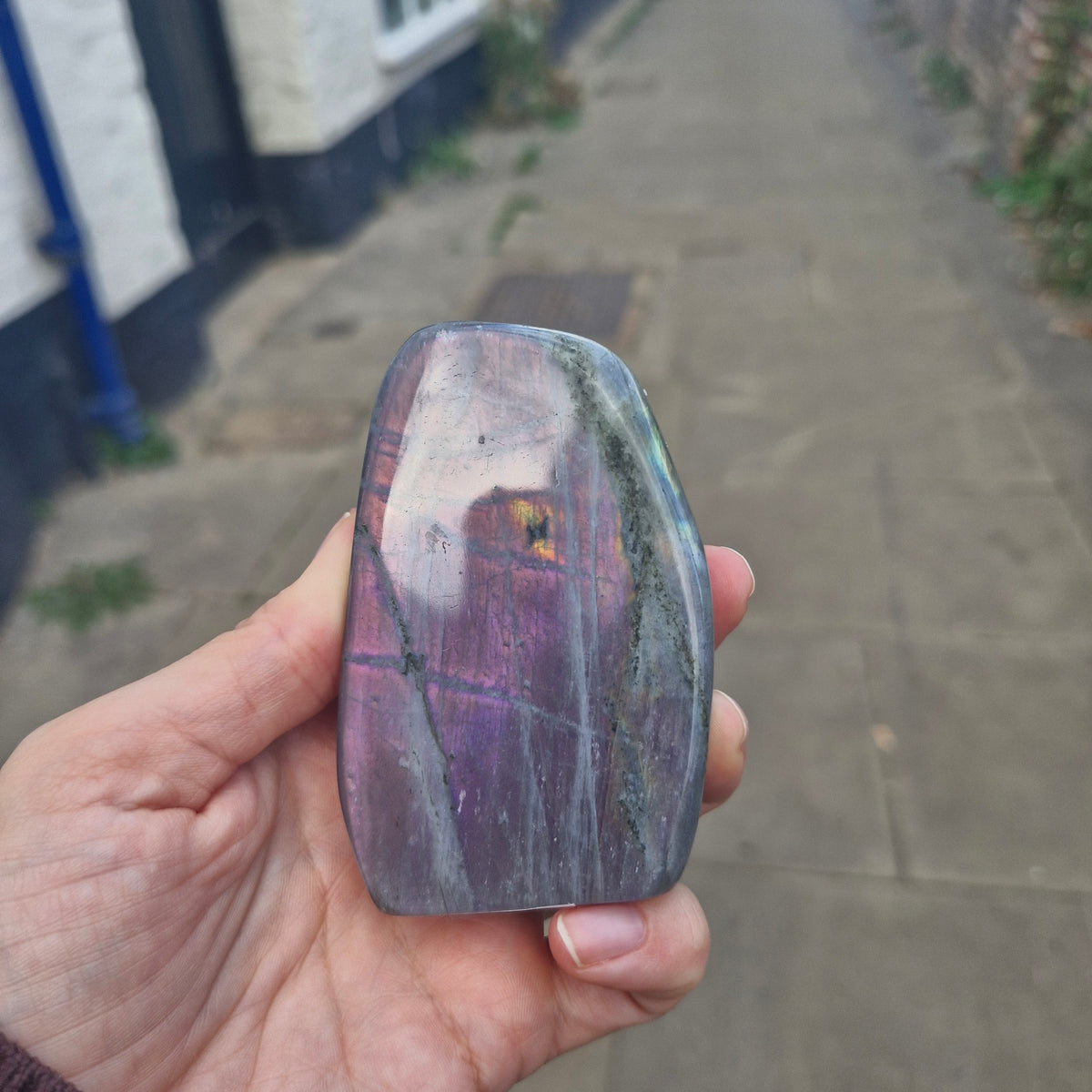 Labradorite freeform Purple/Pink/Orange/Yellow Flash - 277g 8.2cm tall