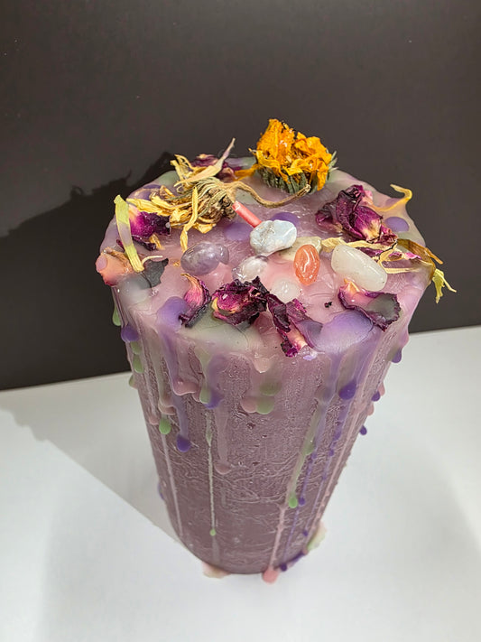 Hand dressed candle for love and healing