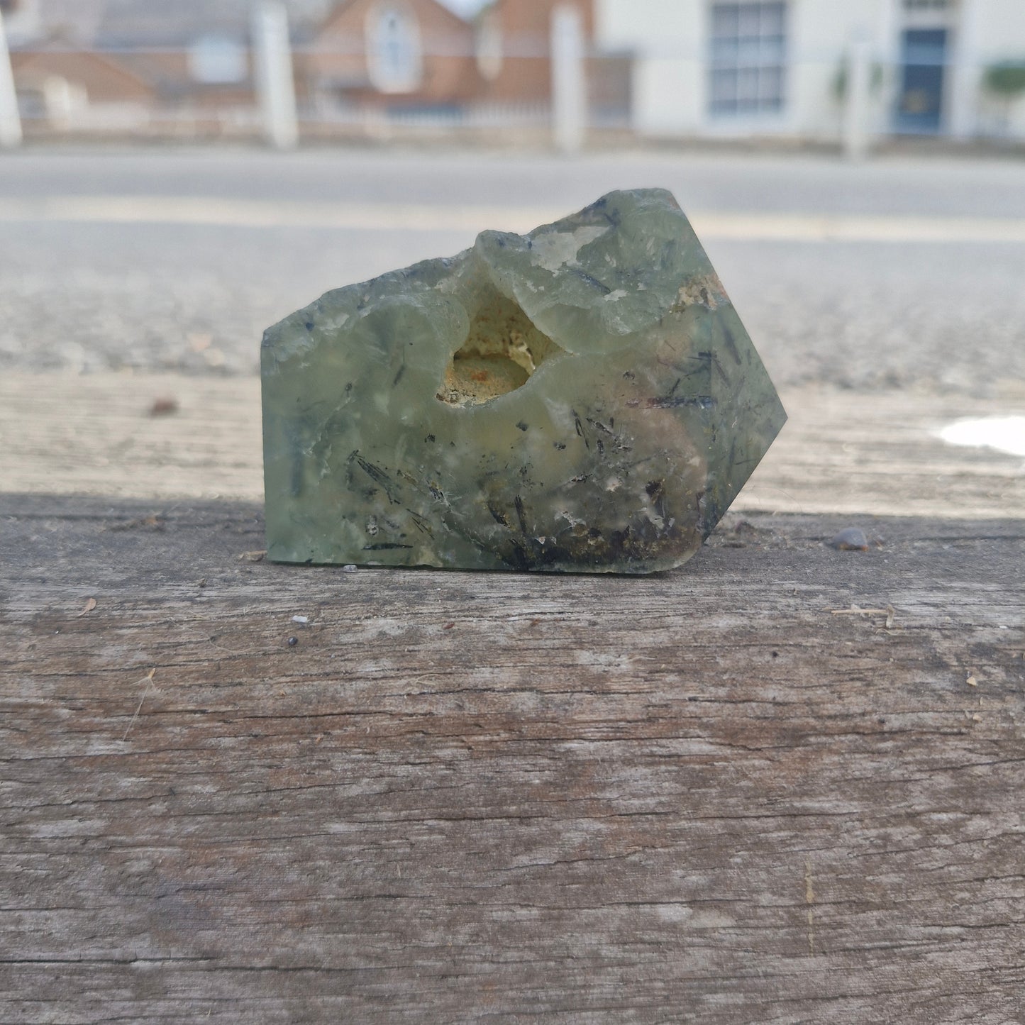 Half Polished Prehnite Freeform/Tower