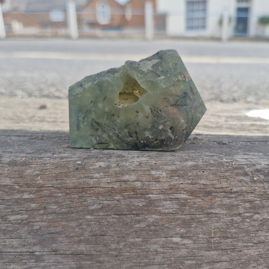 Half Polished Prehnite Freeform/Tower