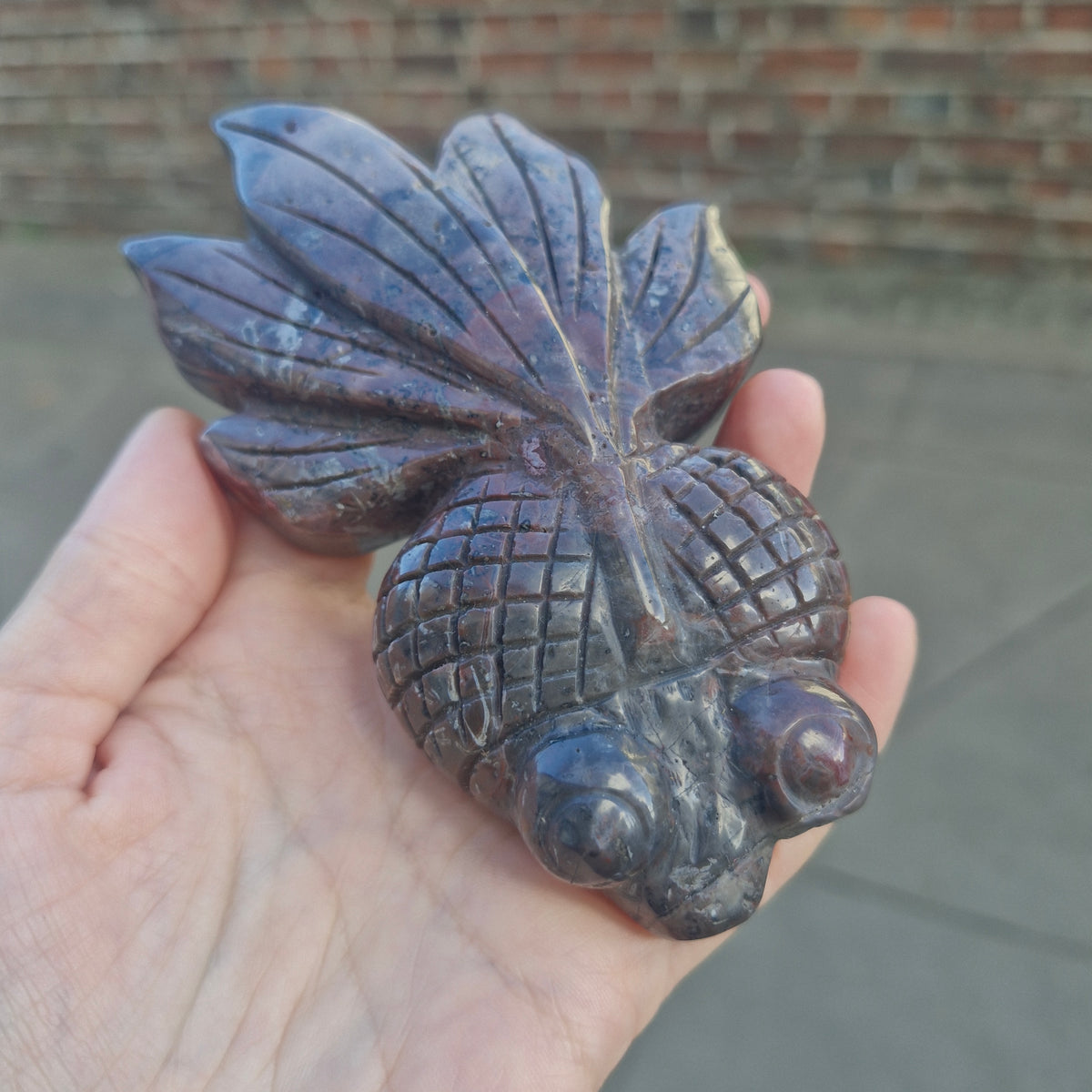 Ocean Jasper Koi Carp Fish Crystal Carving 12.2cm long