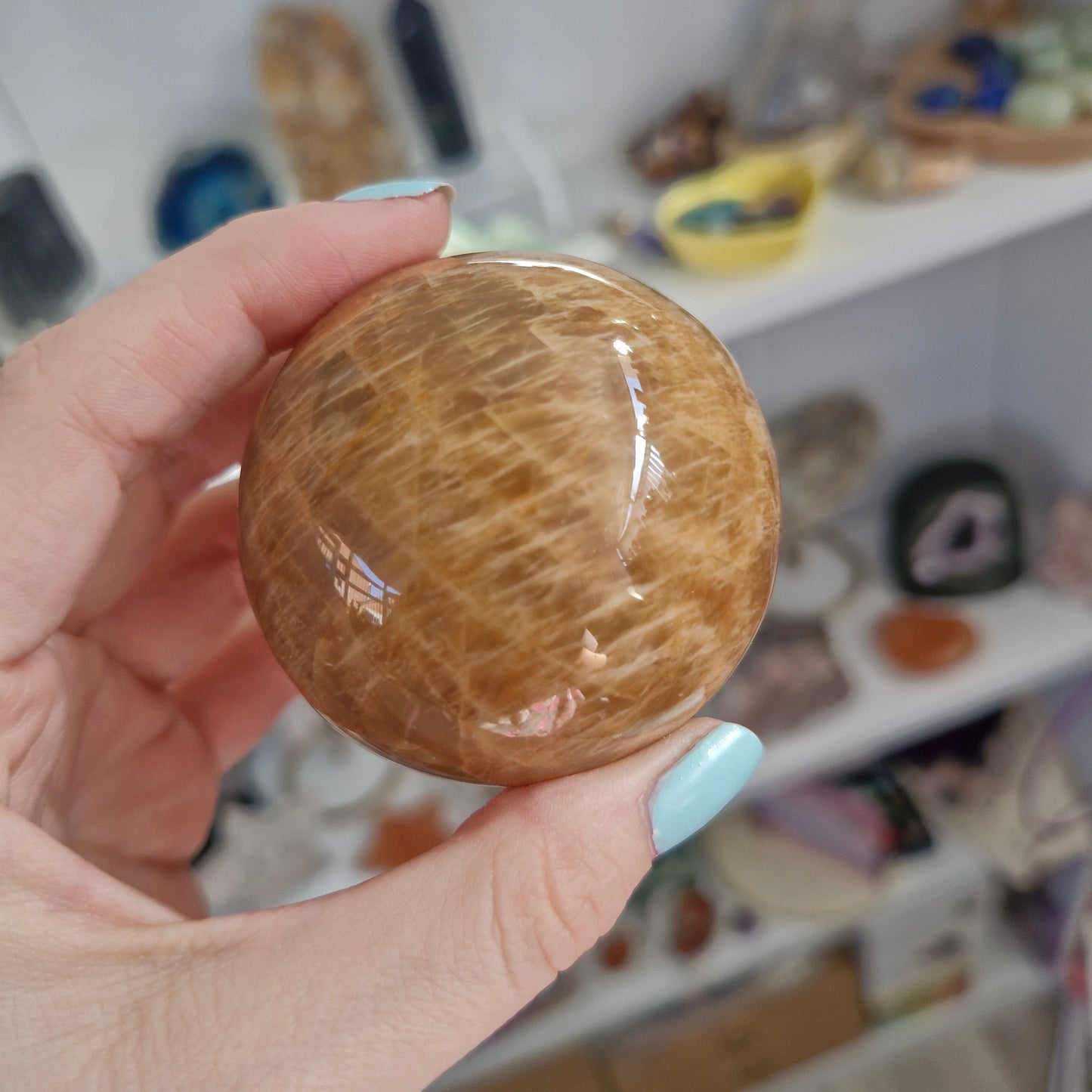 Large peach moonstone sphere