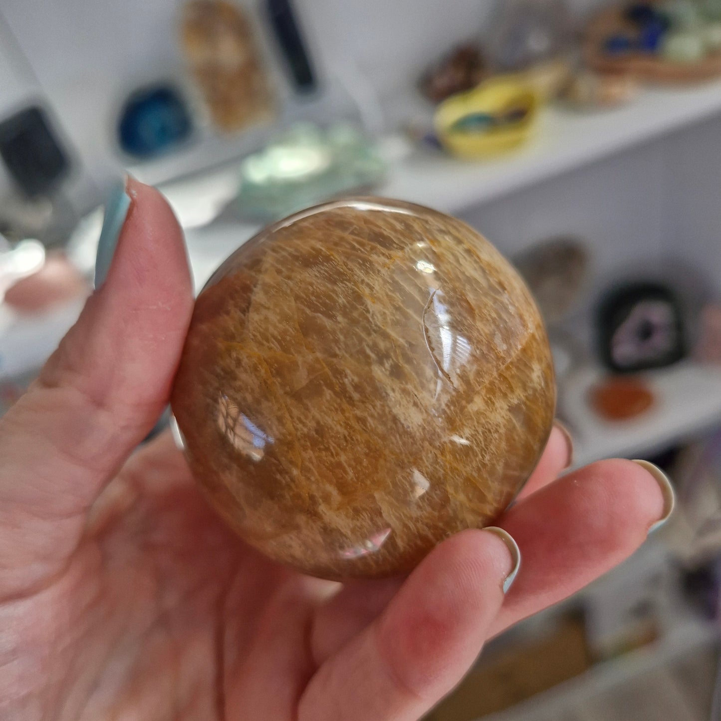 Large peach moonstone sphere