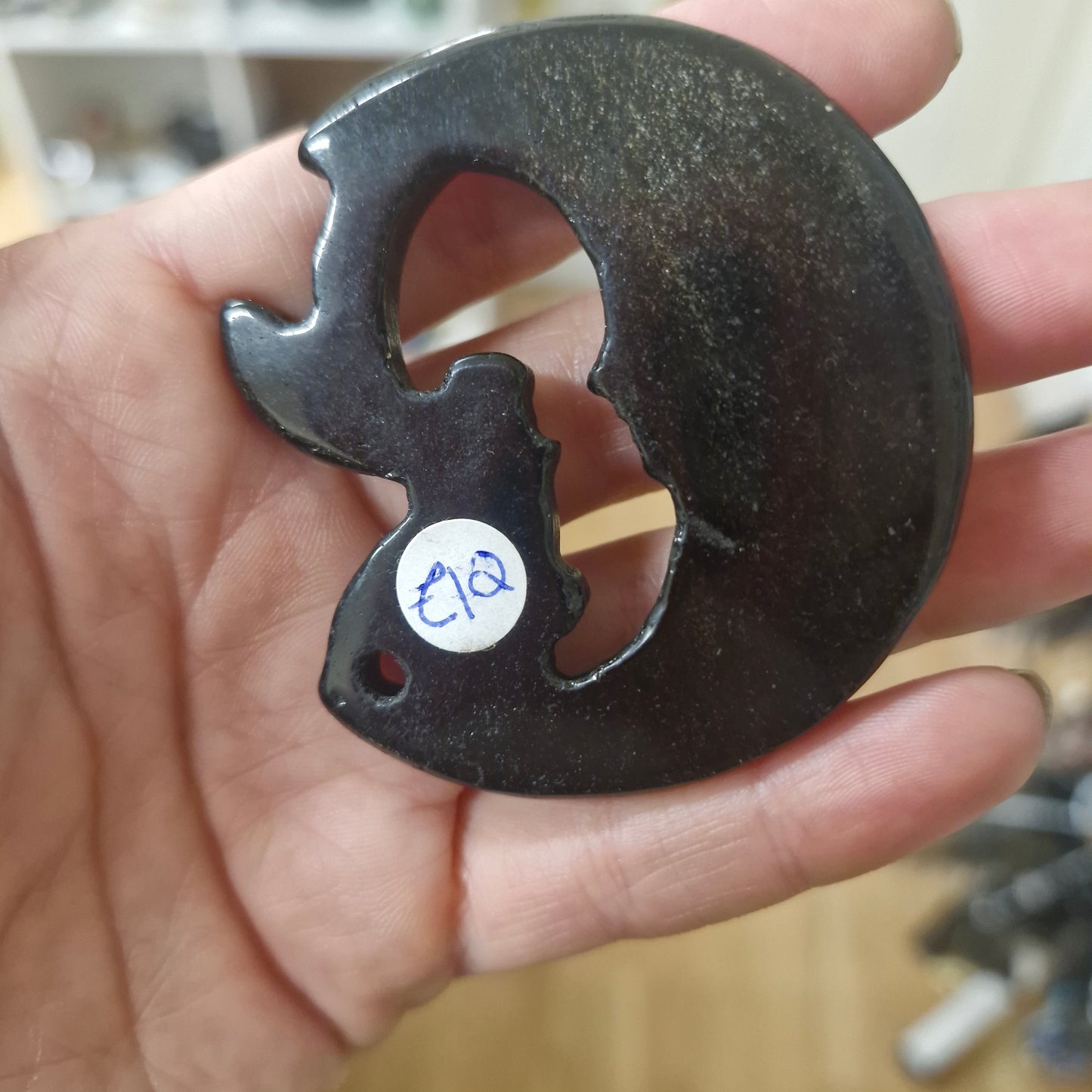 Gold Sheen Obsidian Fairy Moon Carving