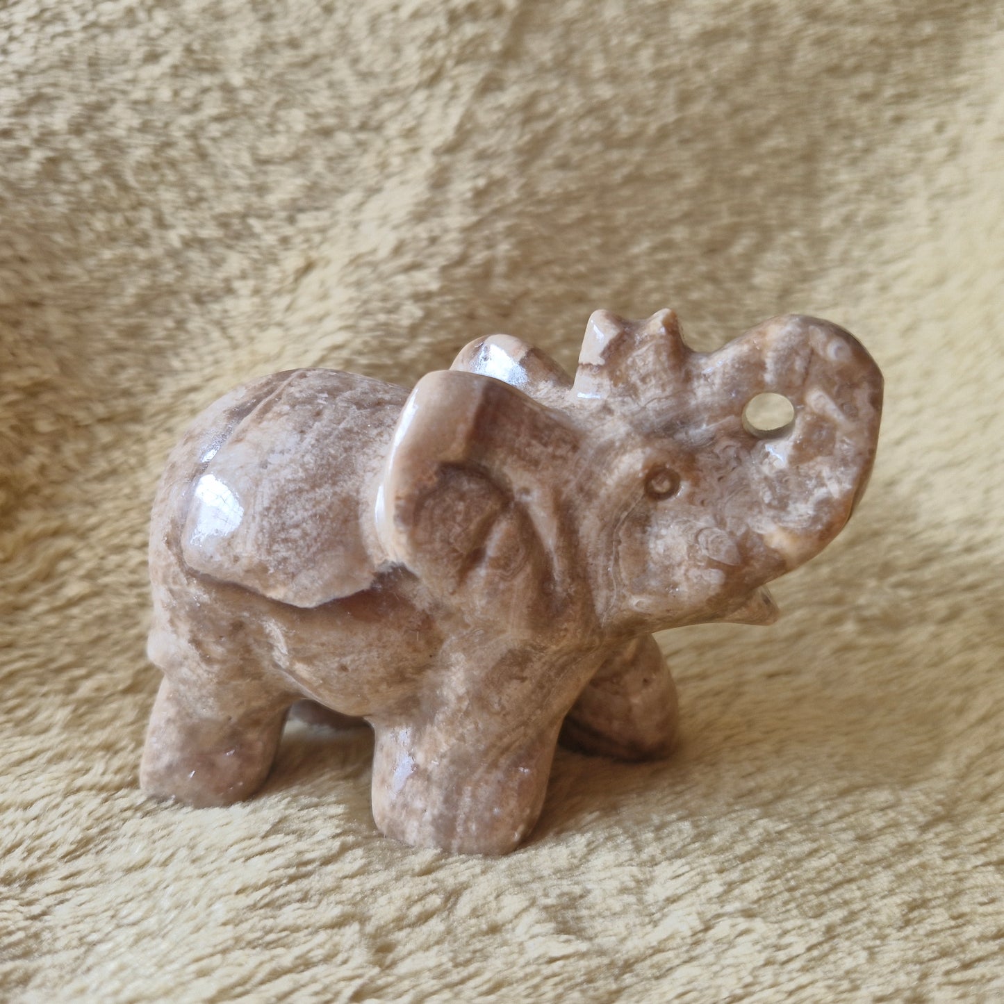 Chocolate Calcite Elephant Carving