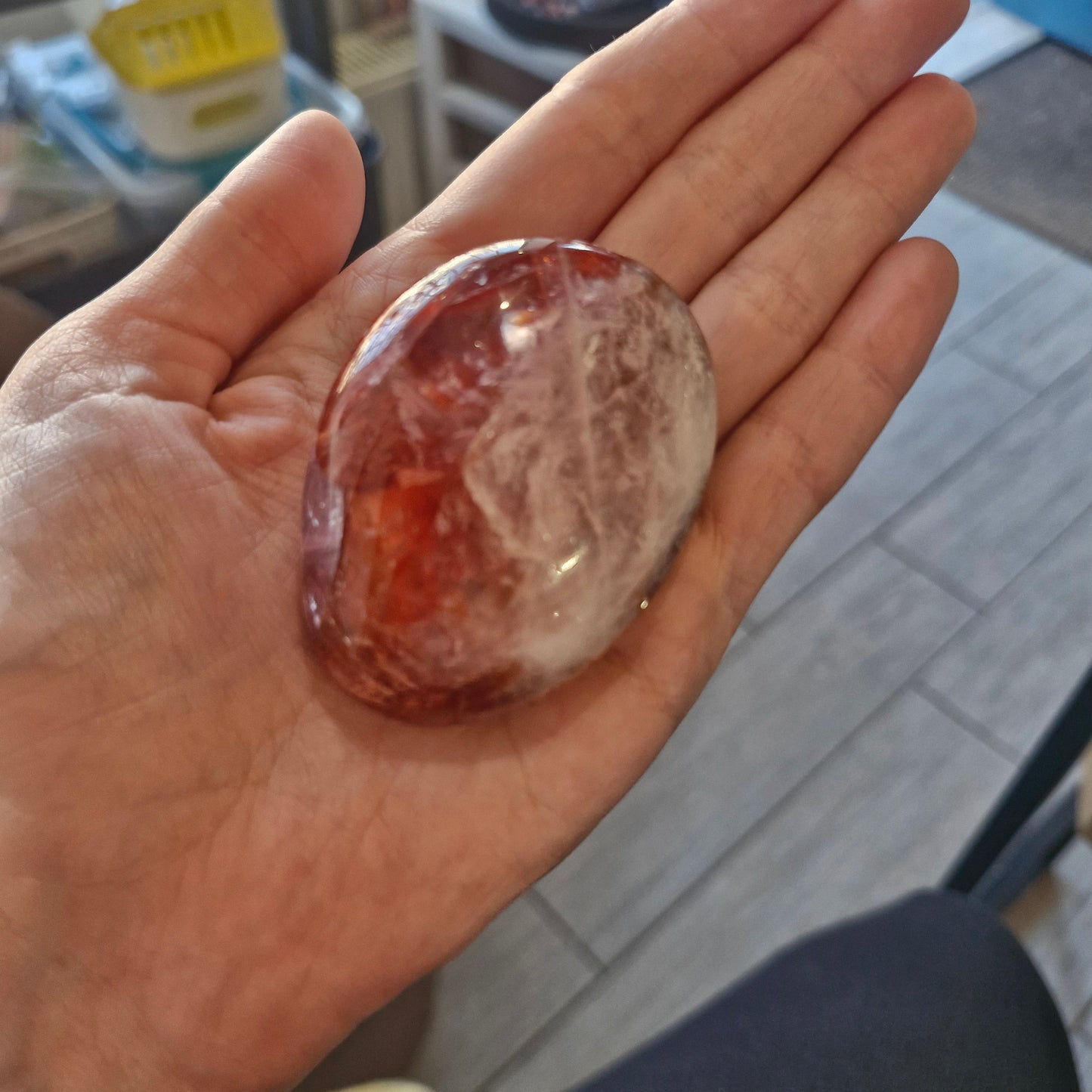 Fire Quartz Palm Stone